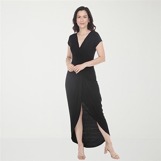 White Mark High Low Womens High-Low V Neck Sleeveless Fitted Maxi Dress