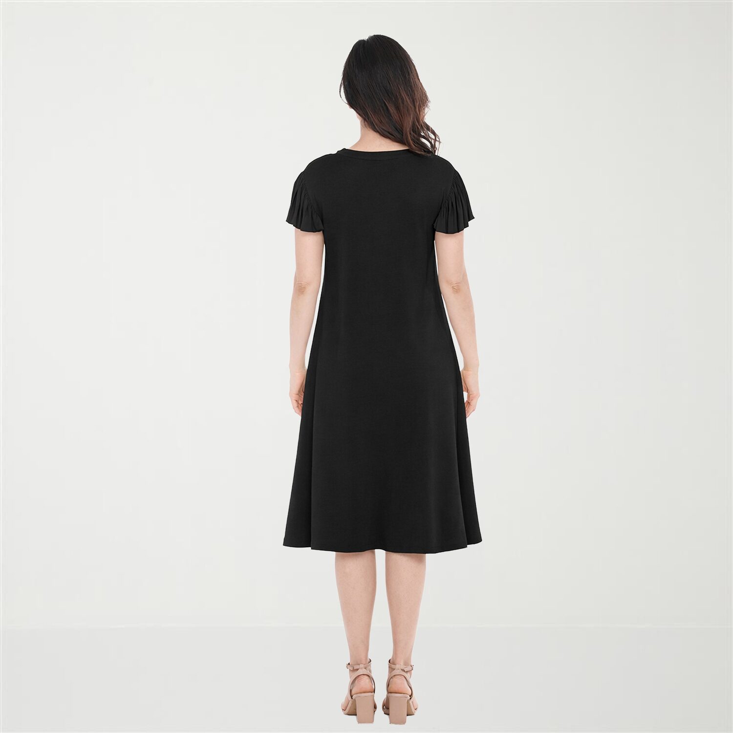 White Mark Flutter Womens V Neck Short Sleeve Shift Dress