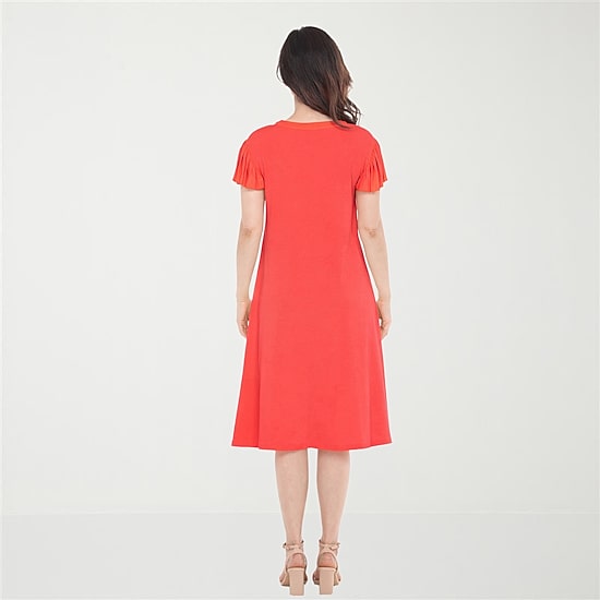 White Mark Flutter Womens V Neck Short Sleeve Shift Dress