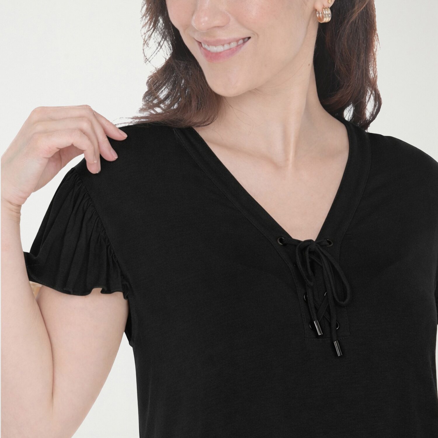 White Mark Flutter Womens V Neck Short Sleeve Shift Dress