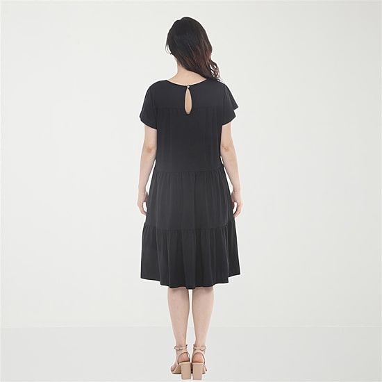 White Mark Ruffle Tiered Womens Scoop Neck Short Sleeve A-Line Dress
