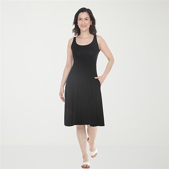 White Mark Womens Scoop Neck Sleeveless Fit + Flare Dress