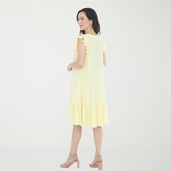 White Mark Button Front Womens Short Sleeve Swing Dresses