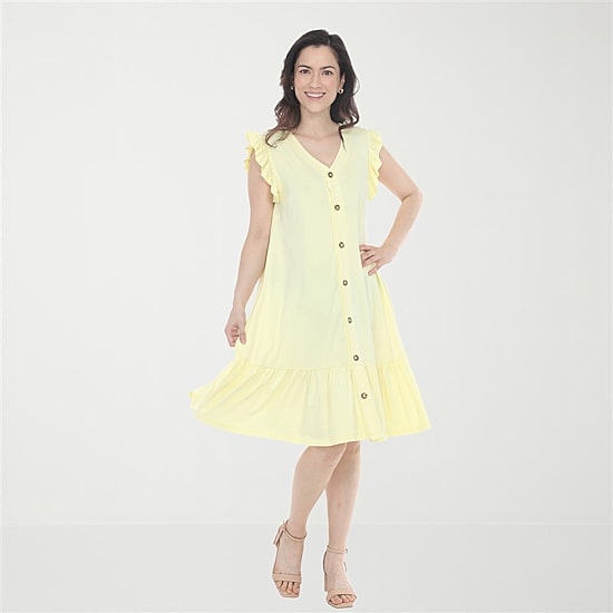 White Mark Button Front Womens Short Sleeve Swing Dresses