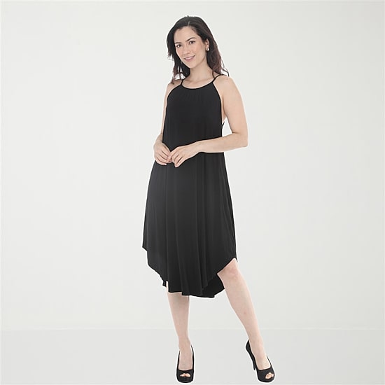 White Mark Halter Neck Womens Sleeveless Midi Swing Dresses