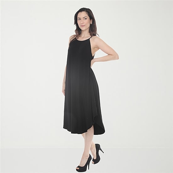 White Mark Halter Neck Womens Sleeveless Midi Swing Dresses