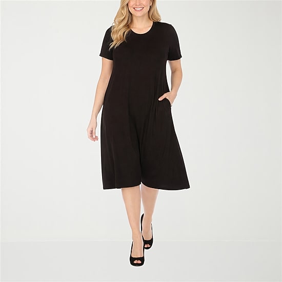 White Mark Womens Short Sleeve Midi T-Shirt Dress