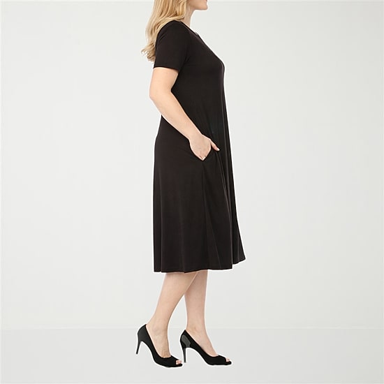 White Mark Womens Short Sleeve Midi T-Shirt Dress