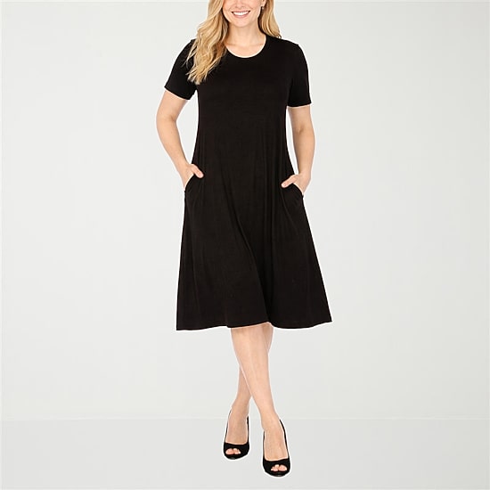 White Mark Womens Short Sleeve Midi T-Shirt Dress