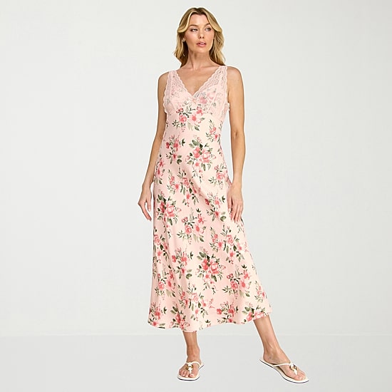 Trixxi Womens Sleeveless Floral Midi Slip Dress