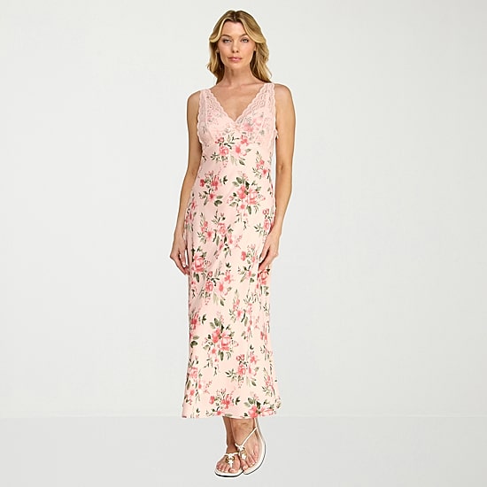 Trixxi Womens Sleeveless Floral Midi Slip Dress