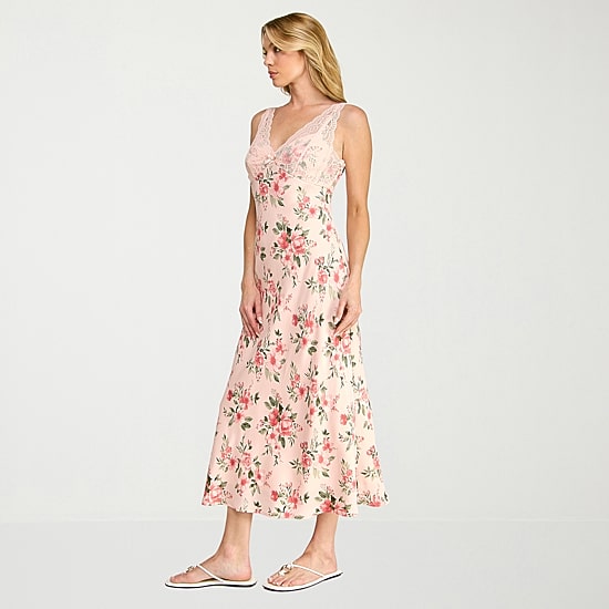 Trixxi Womens Sleeveless Floral Midi Slip Dress