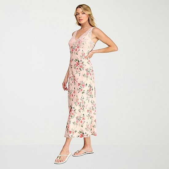 Trixxi Womens Sleeveless Floral Midi Slip Dress
