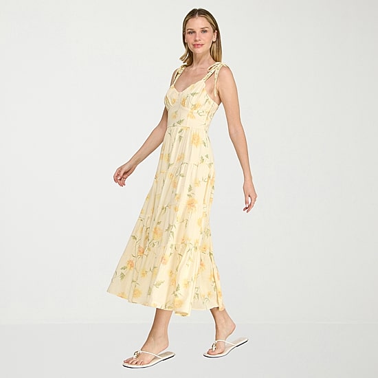 Trixxi Womens Juniors Sweetheart Neck Sleeveless Floral A-Line Dress