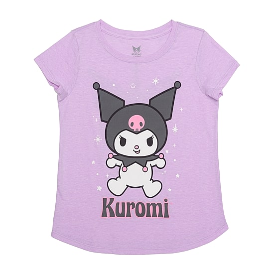 Little & Big Kid Girls Crew Neck Short Sleeve Regular Fit Kuromi Graphic T-Shirt