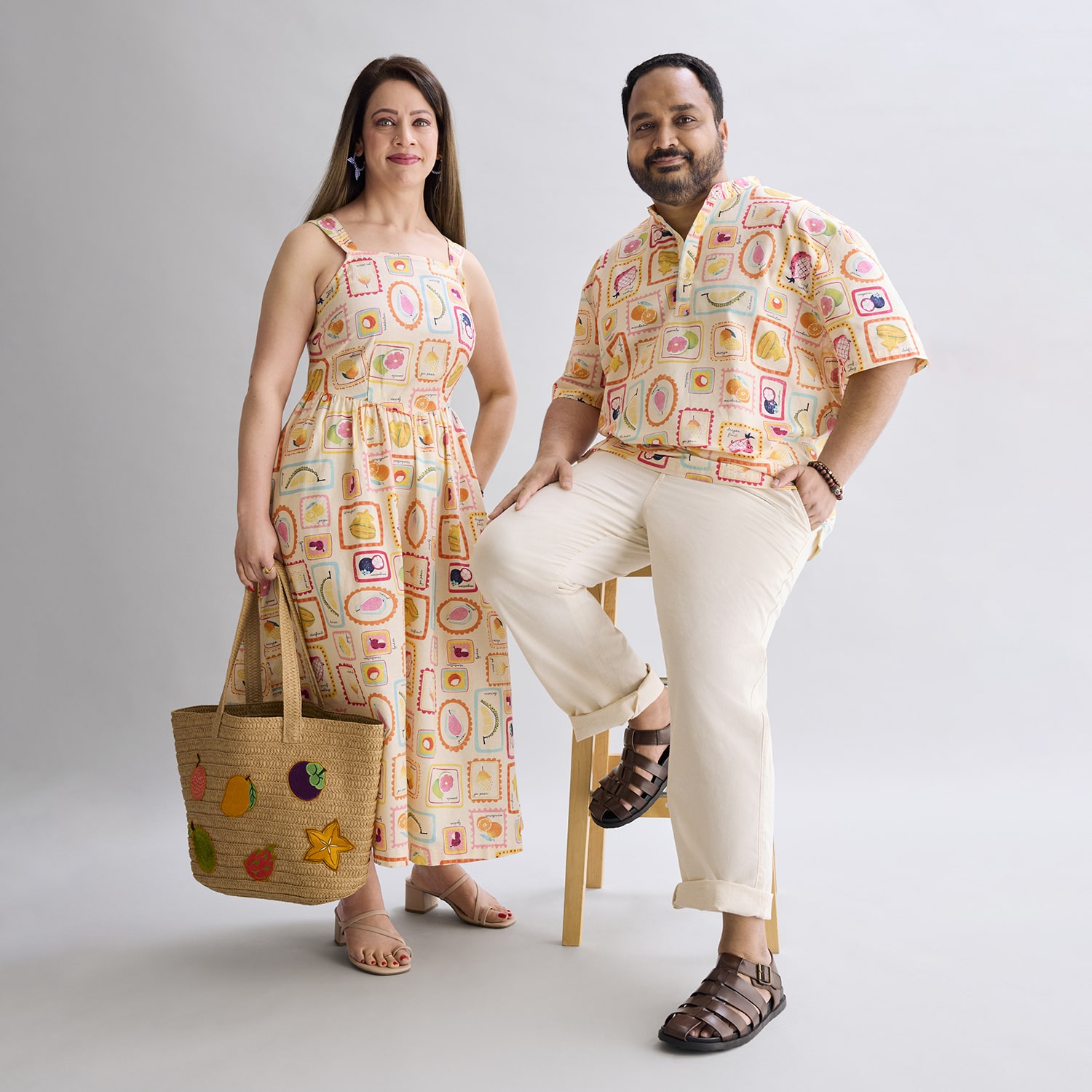 Hope and Wonder AAPI FRUIT STRAW TOTE BAG