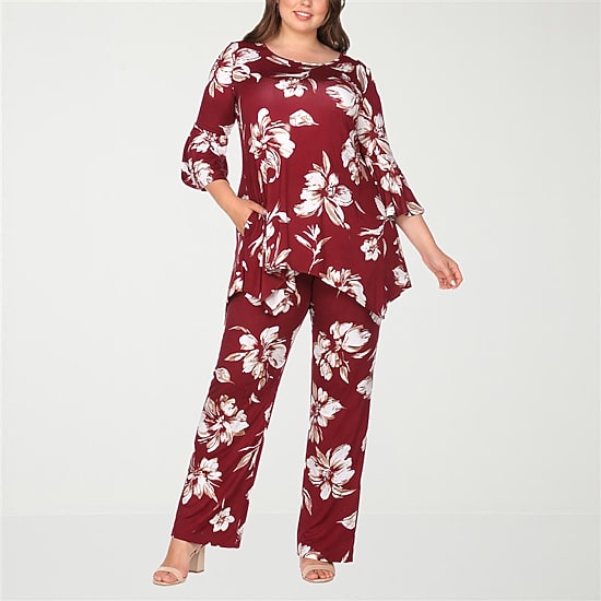 White Mark Matching 2-pc. Pant Set-Plus