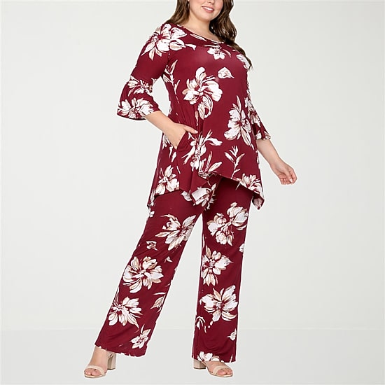 White Mark Matching 2-pc. Pant Set-Plus