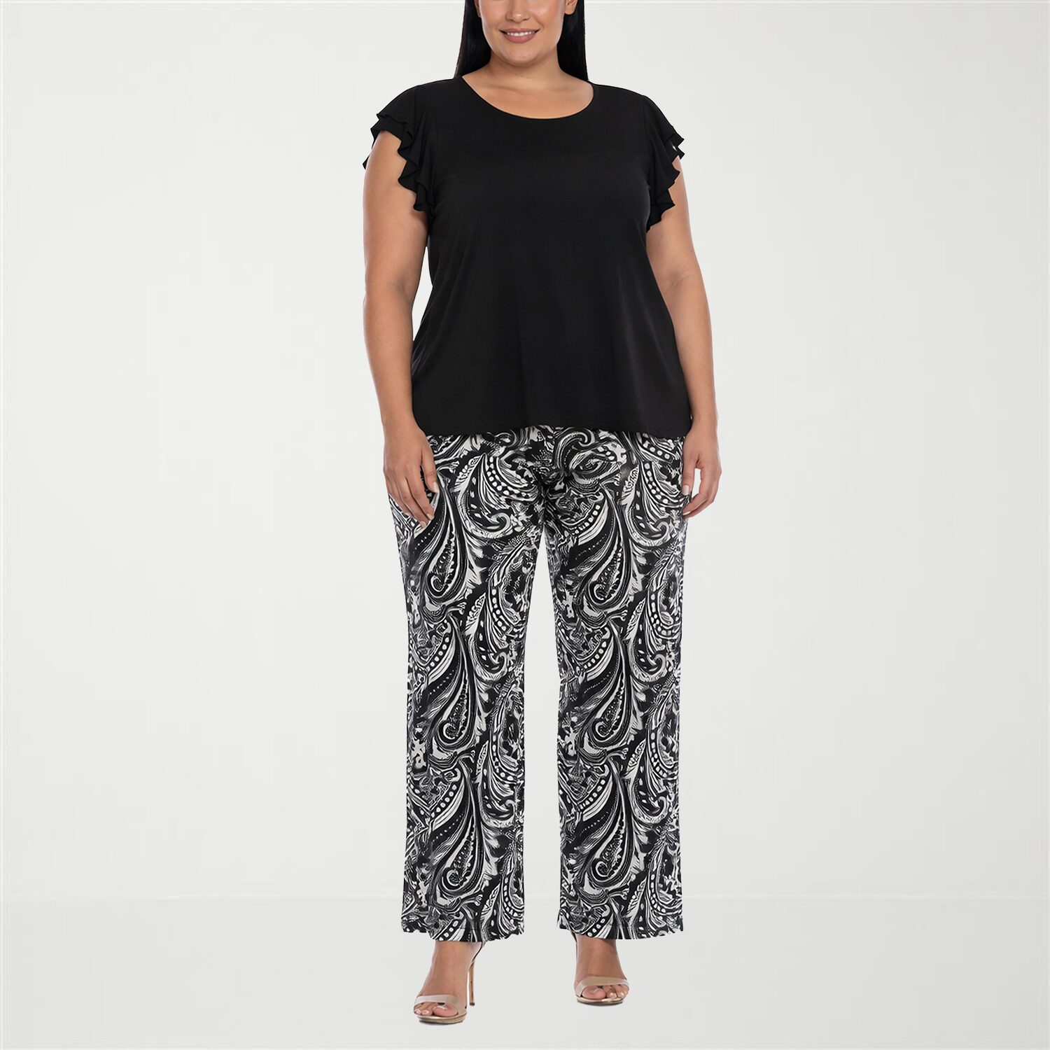 White Mark Ruffle 2-pc. Pant Set-Plus