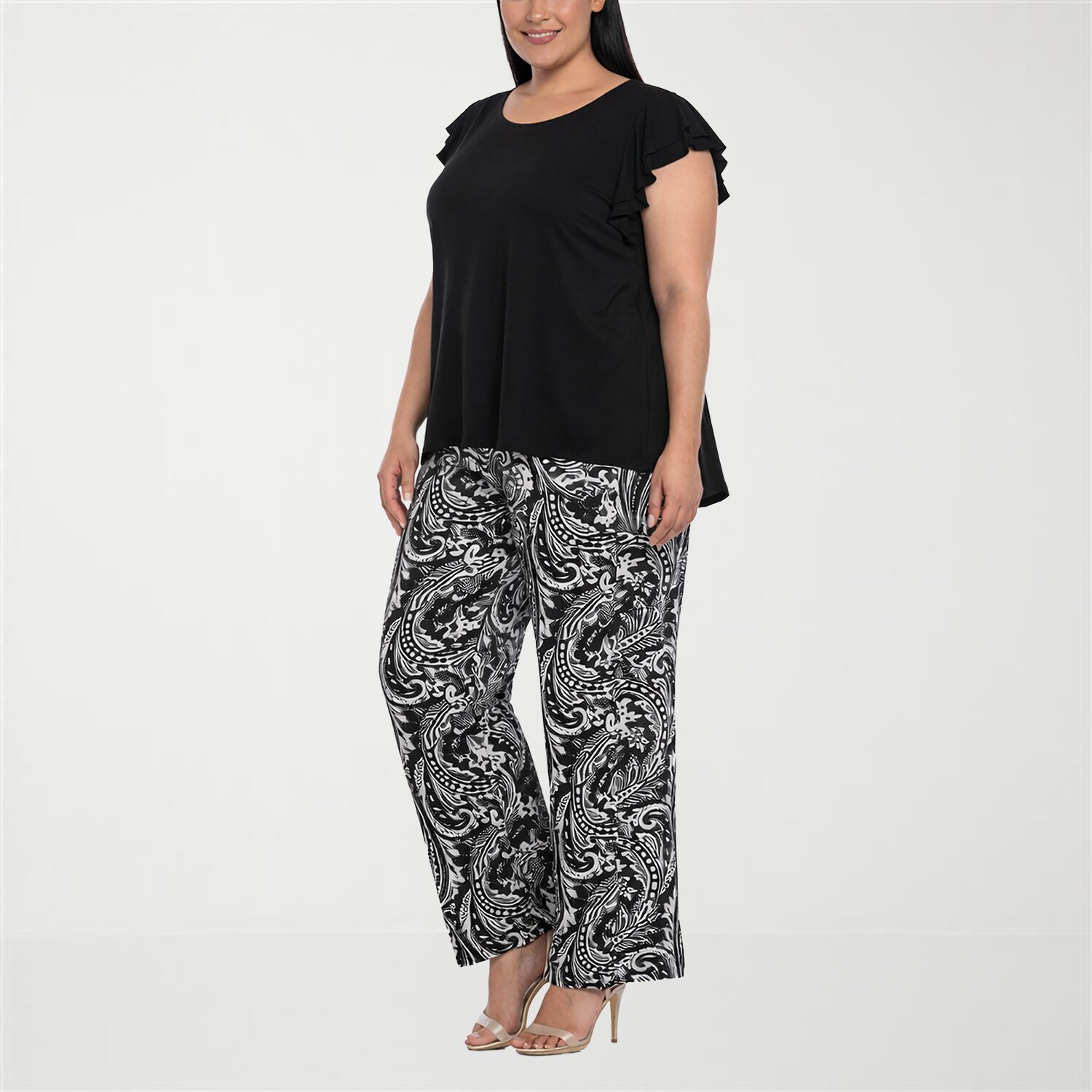 White Mark Ruffle 2-pc. Pant Set-Plus