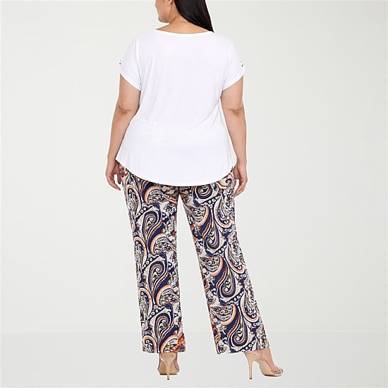 White Mark Matching Set Knit 2-pc. Pant Set-Plus