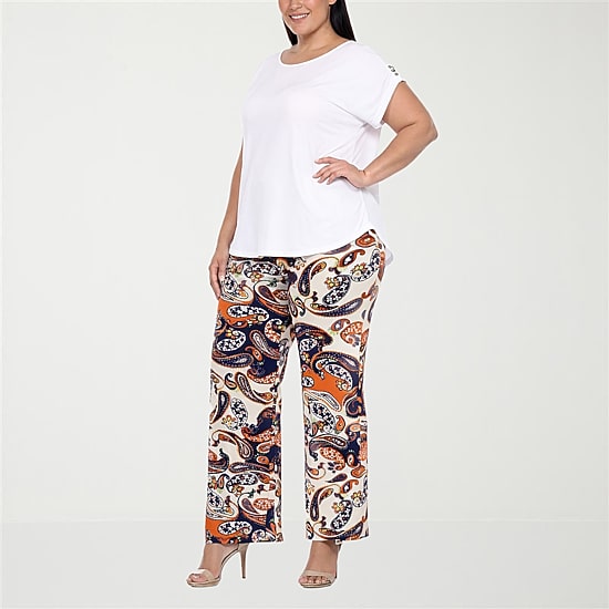 White Mark Matching Set Knit 2-pc. Pant Set-Plus