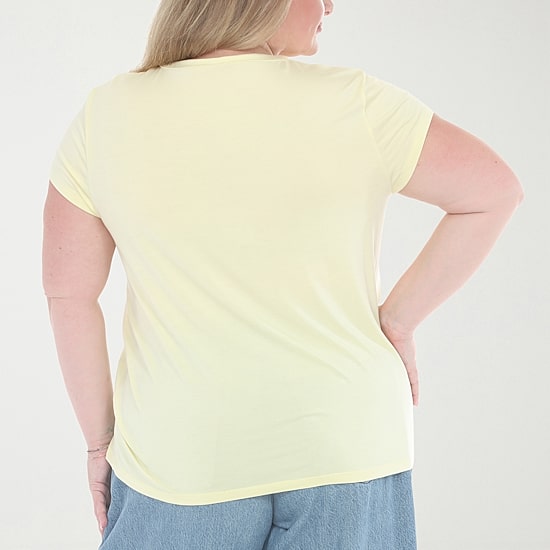 White Mark Plus V-Neck Front Tie Womens V Neck Short Sleeve Tunic Top