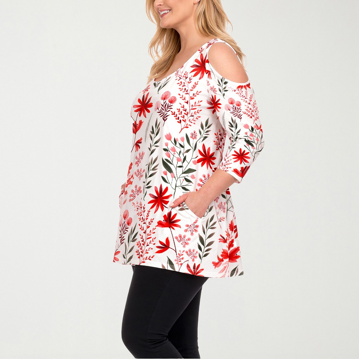 White Mark Plus Womens Scoop Neck 3/4 Sleeve Tunic Top