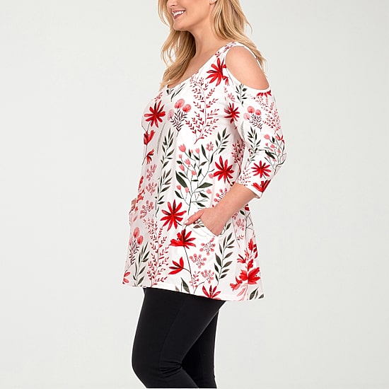 White Mark Plus Womens Scoop Neck 3/4 Sleeve Tunic Top