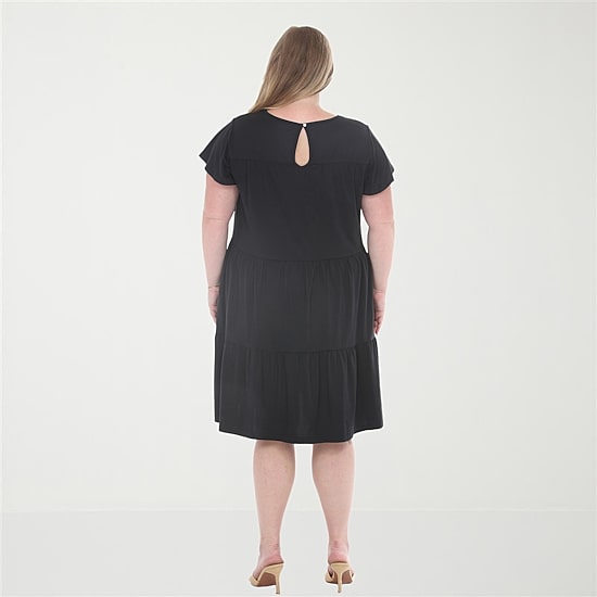 White Mark Flutter Womens Plus Scoop Neck Short Sleeve A-Line Dress