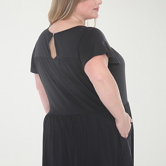 White Mark Flutter Womens Plus Scoop Neck Short Sleeve A-Line Dress