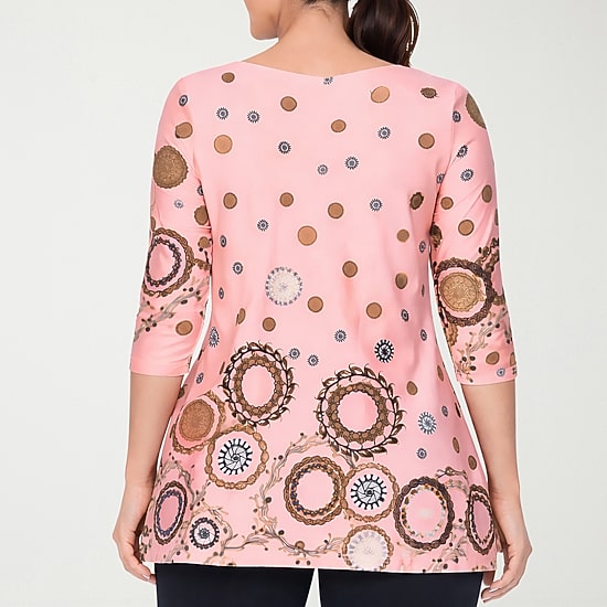 White Mark Scoop Neck Womens Scoop Neck 3/4 Sleeve Tunic Top