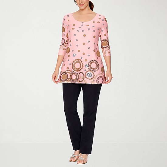 White Mark Scoop Neck Womens Scoop Neck 3/4 Sleeve Tunic Top