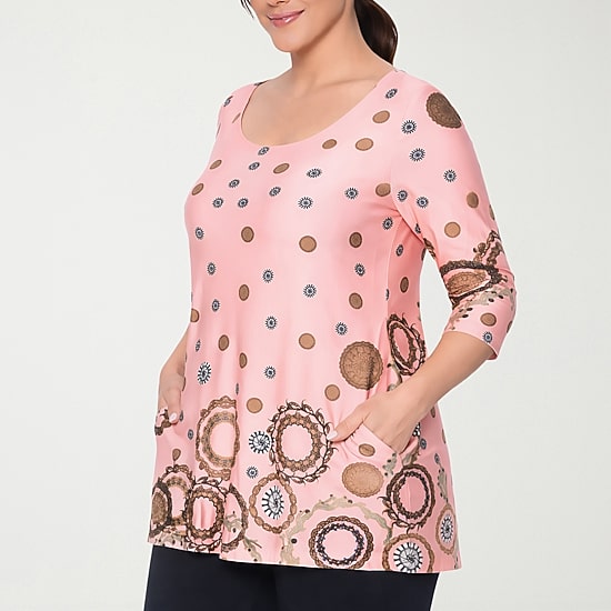White Mark Scoop Neck Womens Scoop Neck 3/4 Sleeve Tunic Top