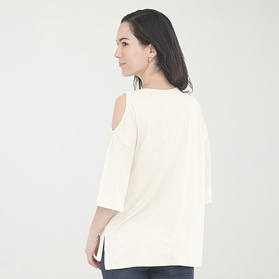 White Mark Cold Shoulder Womens Scoop Neck 3/4 Sleeve Tunic Top