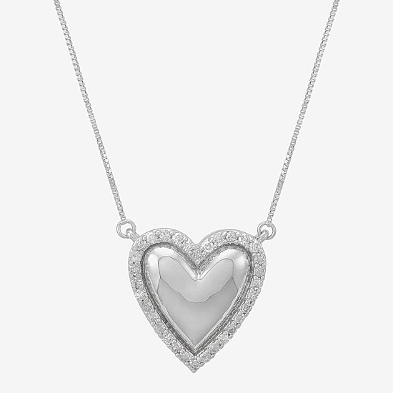 Limited Quantities! Womens 1/4 CT. T.W. Natural White Diamond Sterling Silver Heart 18 Inch Pendant Necklace