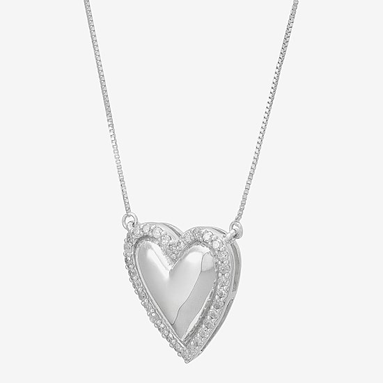 Limited Quantities! Womens 1/4 CT. T.W. Natural White Diamond Sterling Silver Heart 18 Inch Pendant Necklace