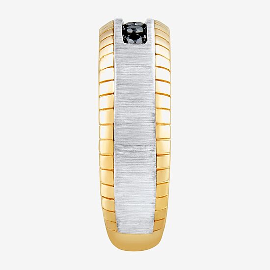 Limited Quantities! Mens 1/4 CT. T.W. Natural Black Diamond 10K Two Tone Gold Fashion Ring