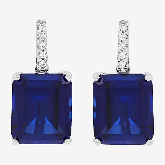 Limited Quantities! Womens 1/10 CT. T.W. Lab Created Blue Sapphire 14K Gold Drop Earrings