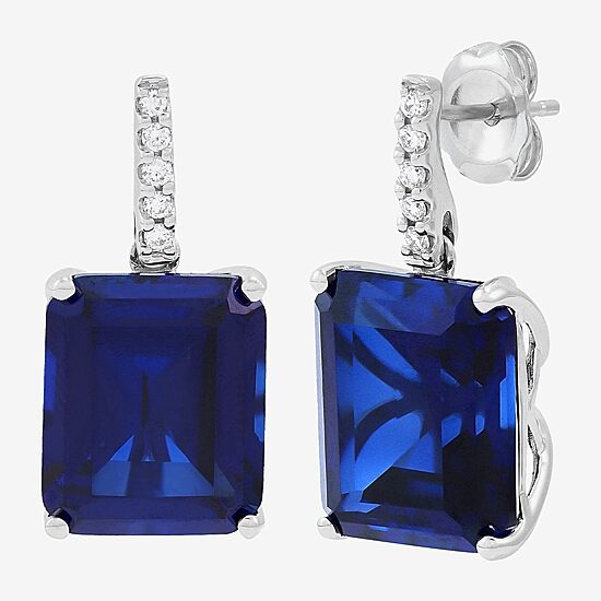 Limited Quantities! Womens 1/10 CT. T.W. Lab Created Blue Sapphire 14K Gold Drop Earrings