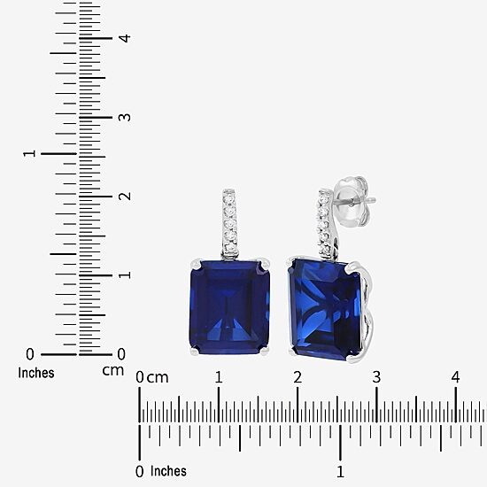 Limited Quantities! Womens 1/10 CT. T.W. Lab Created Blue Sapphire 14K Gold Drop Earrings
