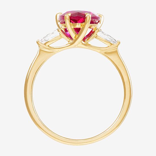 Limited Quantities! Womens Lab Created Red Ruby 14K Gold Cocktail Ring