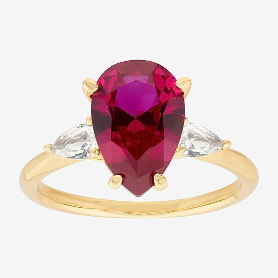Limited Quantities! Womens Lab Created Red Ruby 14K Gold Cocktail Ring