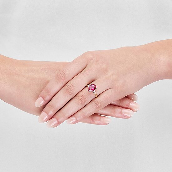 Limited Quantities! Womens Lab Created Red Ruby 14K Gold Cocktail Ring