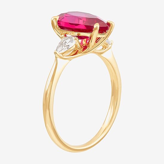 Limited Quantities! Womens Lab Created Red Ruby 14K Gold Cocktail Ring