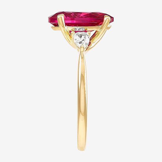 Limited Quantities! Womens Lab Created Red Ruby 14K Gold Cocktail Ring