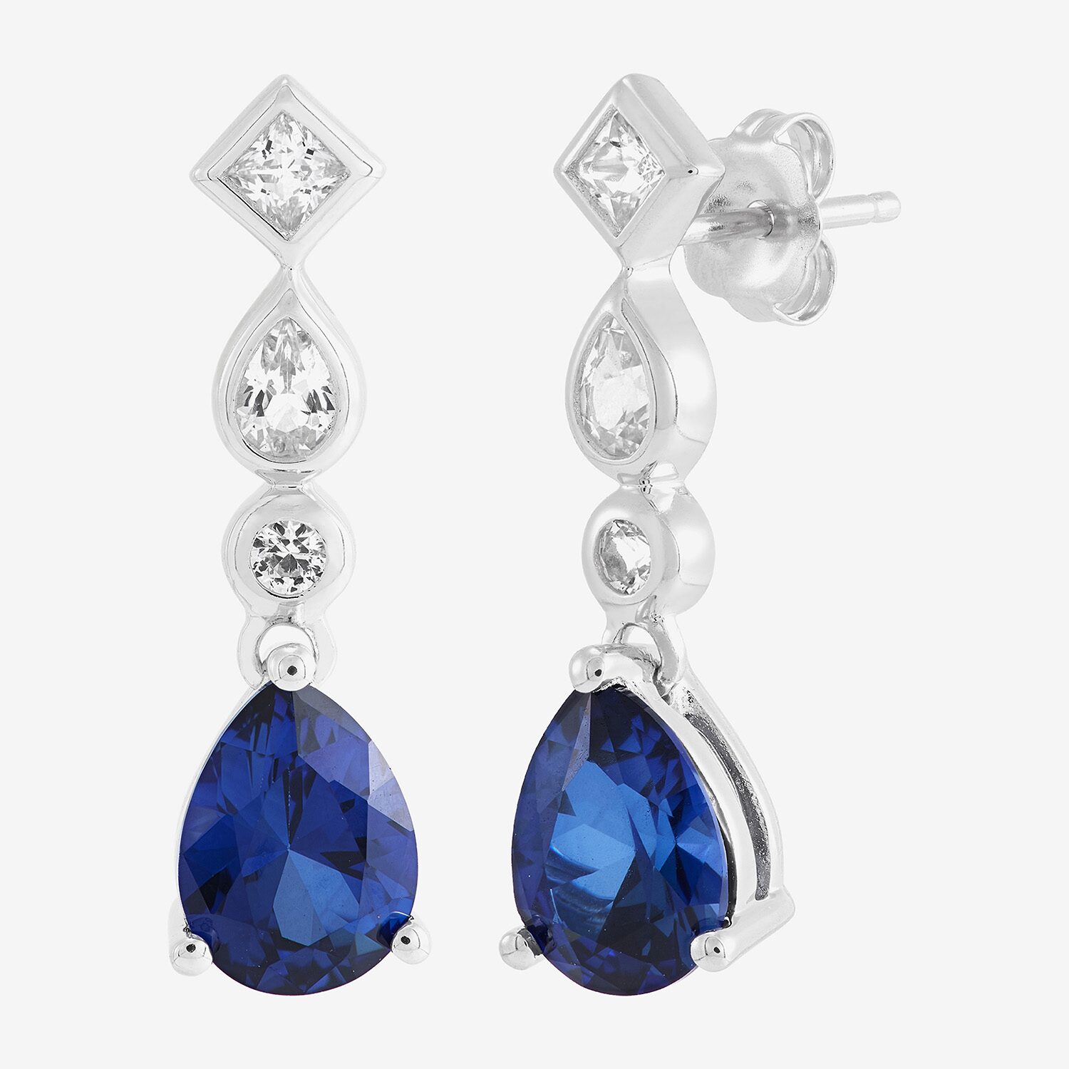 Limited Quantities! Womens Lab Created Blue Sapphire Sterling Silver Drop Earrings