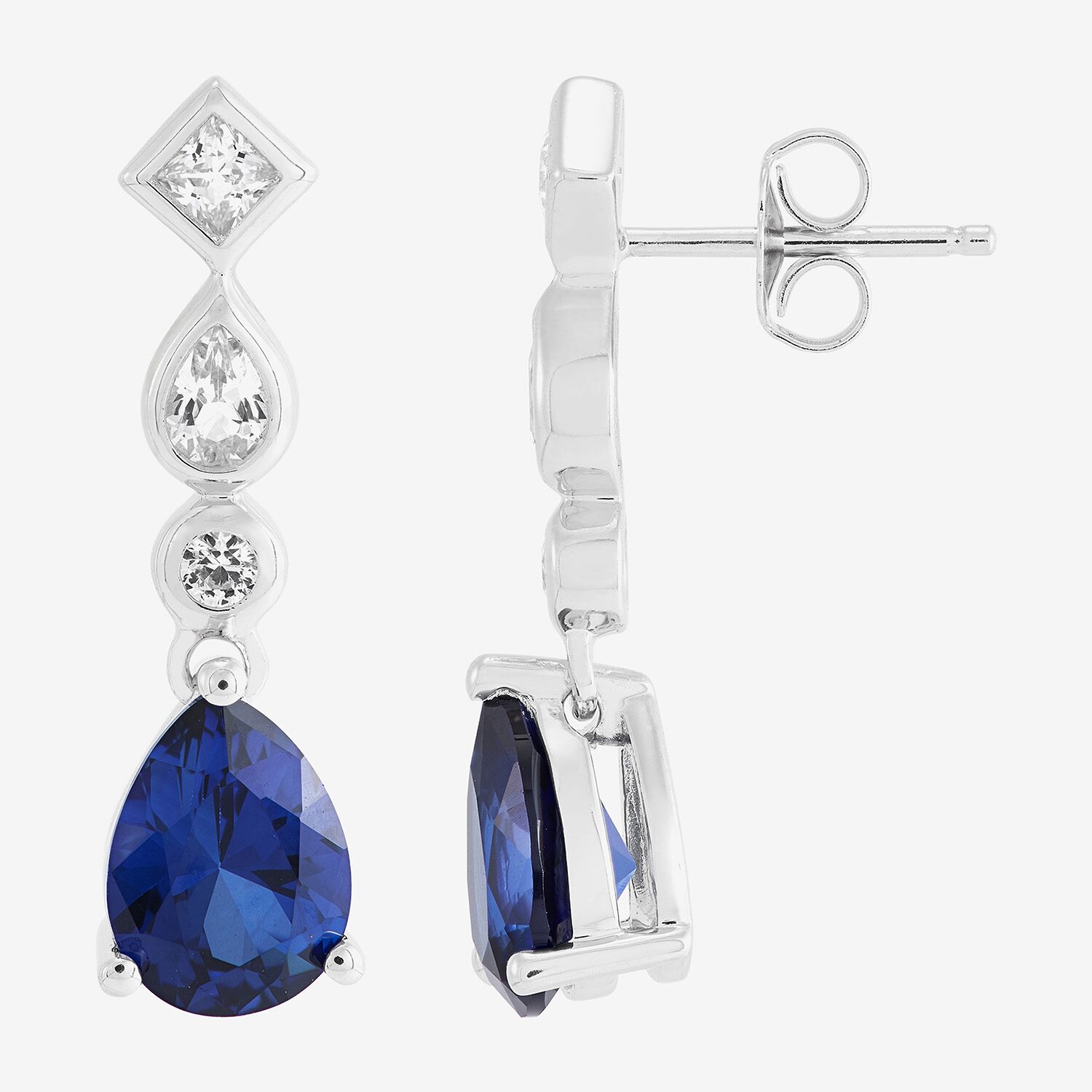 Limited Quantities! Womens Lab Created Blue Sapphire Sterling Silver Drop Earrings