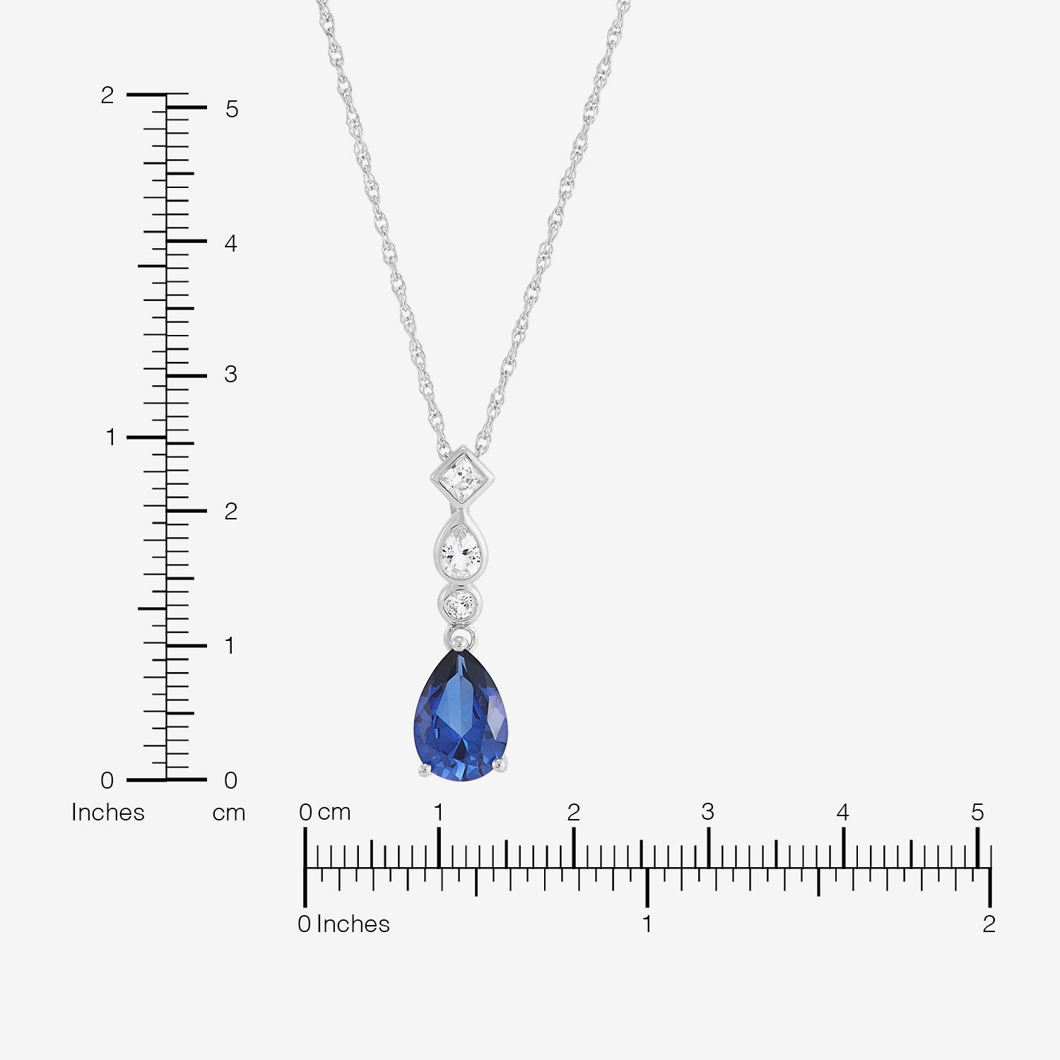 Womens Lab Created Blue Sapphire Sterling Silver Pear 18 Inch Pendant Necklace