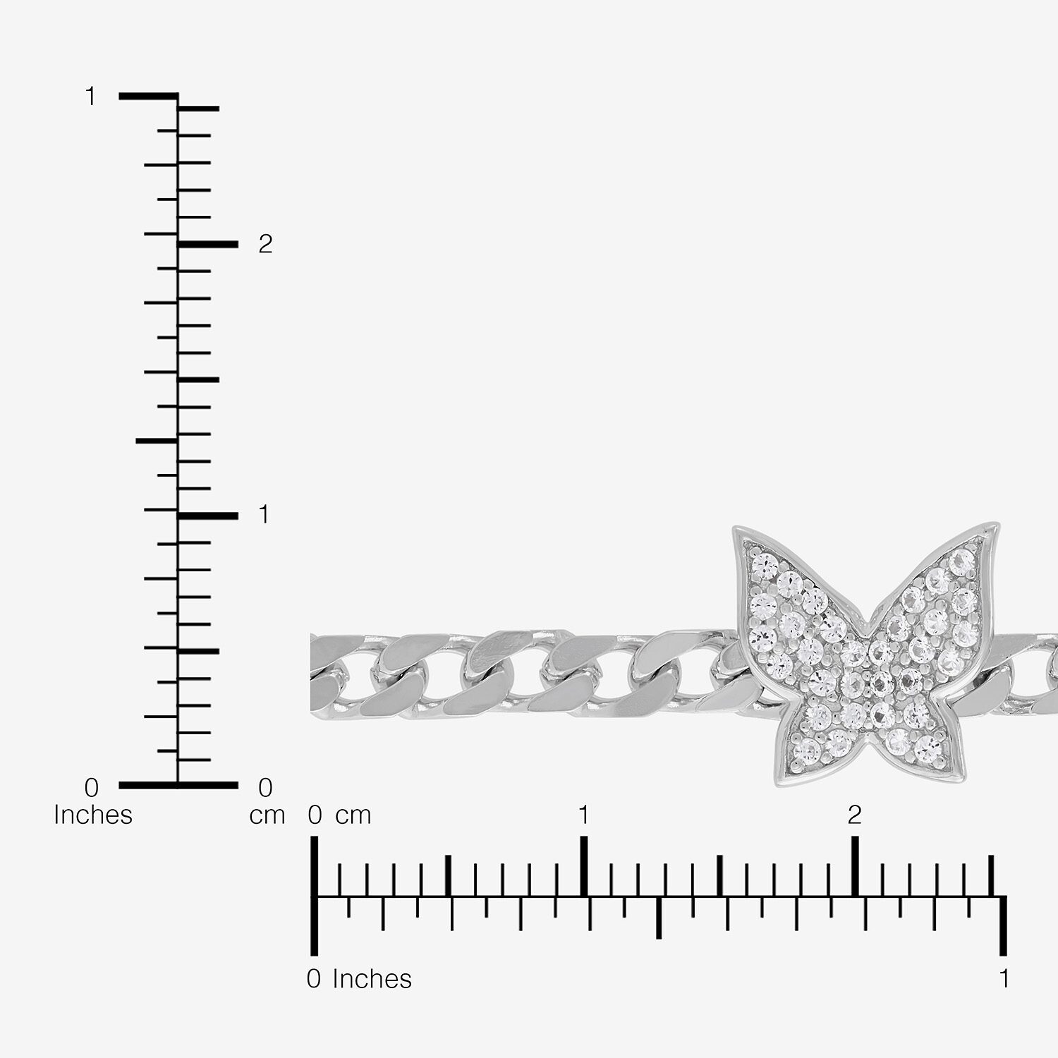 Limited Quantities! Womens Sterling Silver 7.5 Inch Solid Curb Butterfly Chain Bracelet